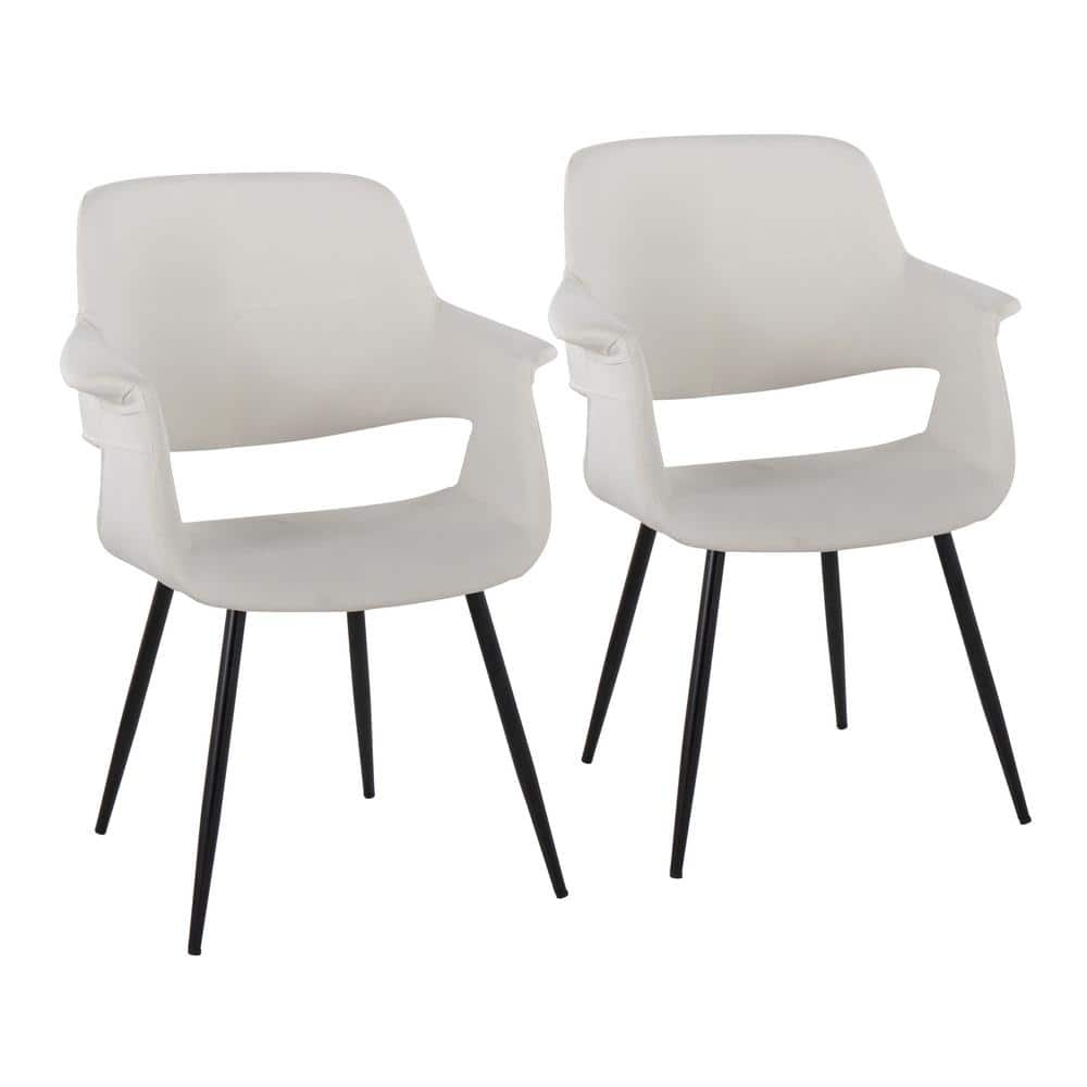 Cream Velvet and Black Metal Vintage Flair Chairs, Set of 2
