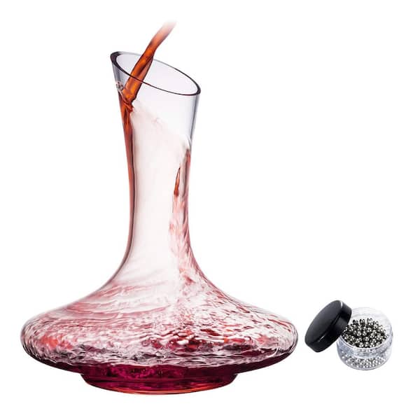 40.6 oz. 100% Hand Blown Lead-free Crystal Glass Wine Decanter Carafes with Cleaning Bead for Decanting