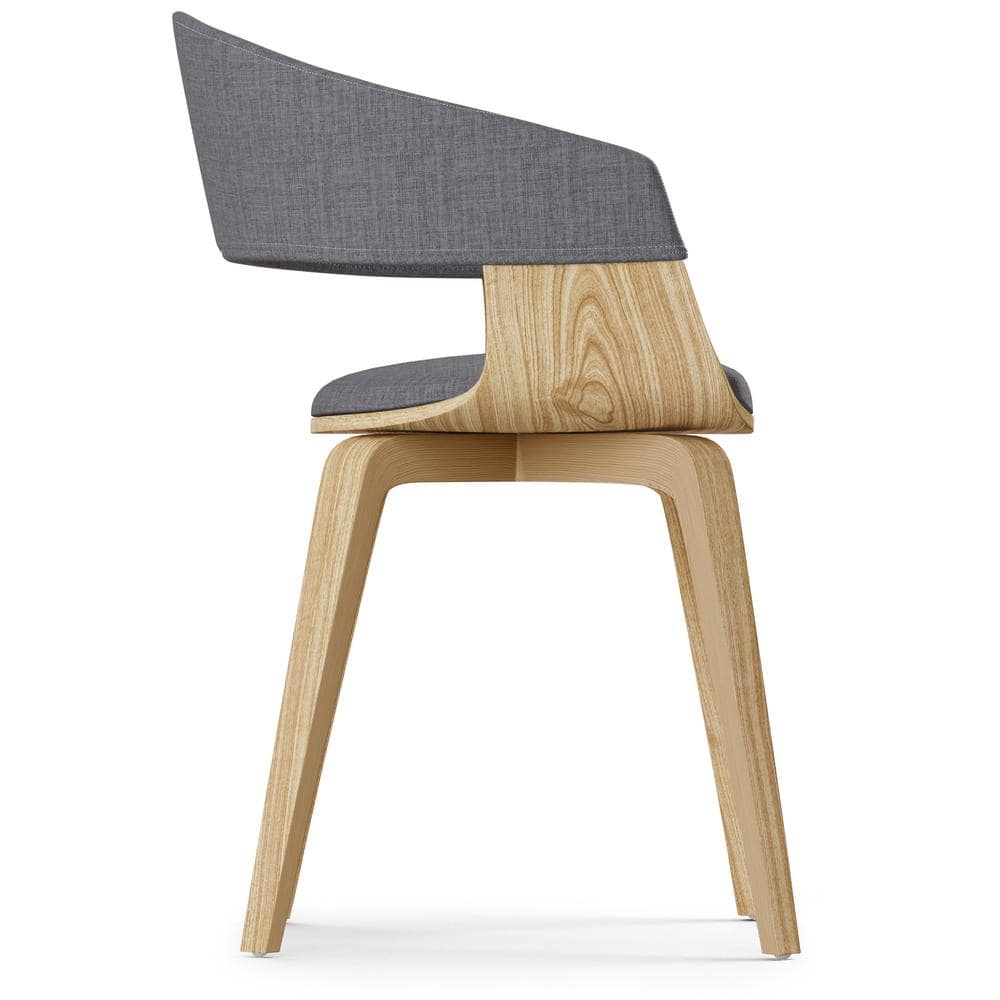 Elegant Light Grey Linen Upholstered Dining Chair with Light Wood Legs