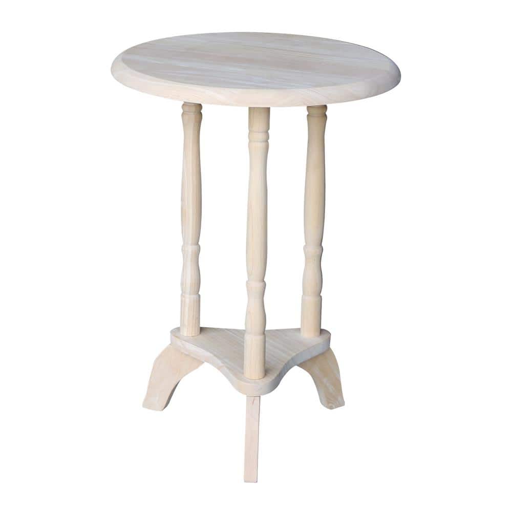Unfinished Round Parawood Plant Table with Spindle Legs