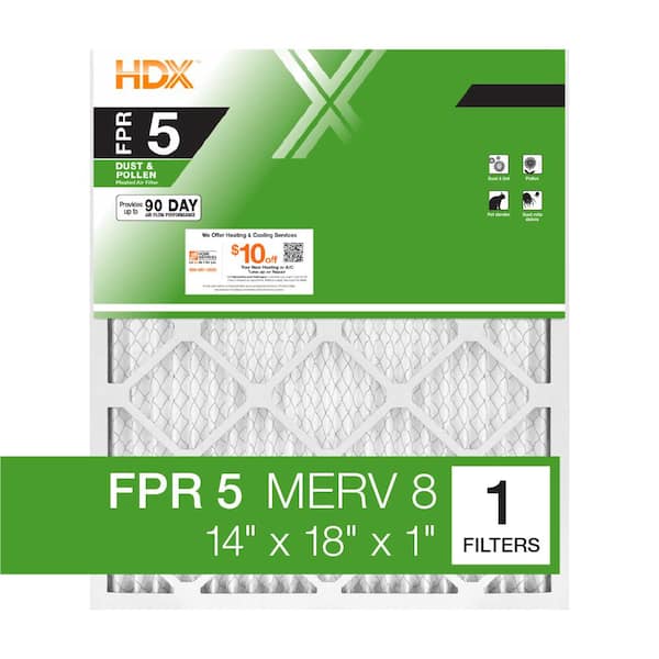 HDX 14 in. x 18 in. x 1 in. Standard Pleated Air Filter FPR 5, MERV 8