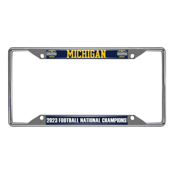 FANMATS Michigan 2023-24 National Champions License Blue Plate Frame - 0.52 ft. x 1 ft.