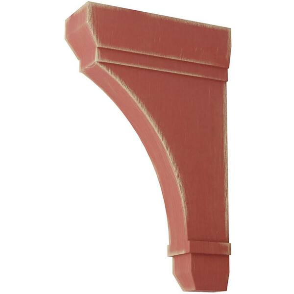 Ekena Millwork 2-1/4 in. x 10 in. x 6 in. Salvage Red Stockport Wood Vintage Decor Bracket