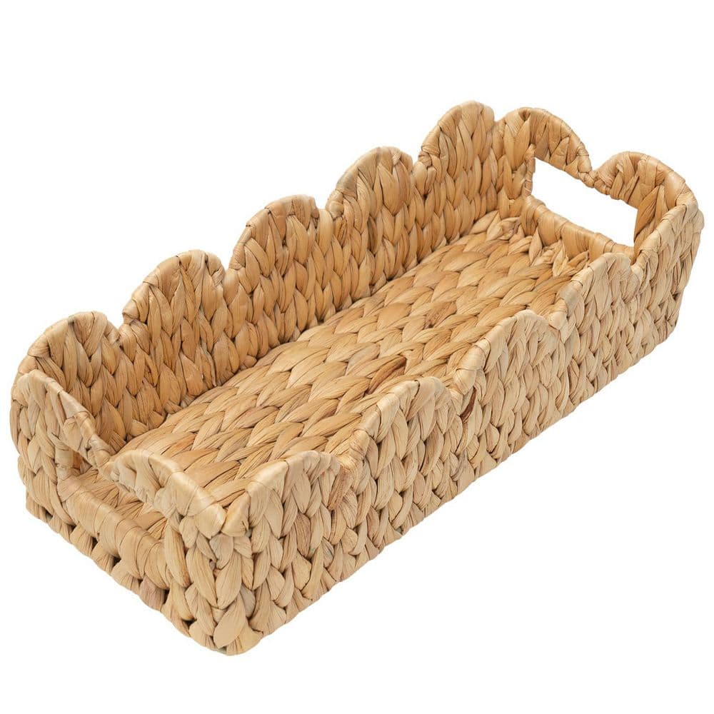 Scalloped Edge Wicker Toilet Tank Basket 15.7 x 6.5 in Natural Water Hyacinth Organizer for Bathroom price history on PriceWatchPro