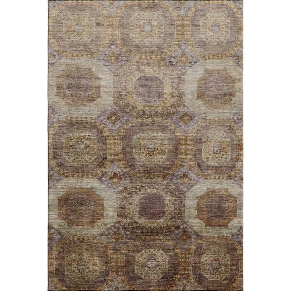 Mayfield Premium Machine Washable Abstract AMF1944 Rust 3 ft. x 5 ft. Area Rug