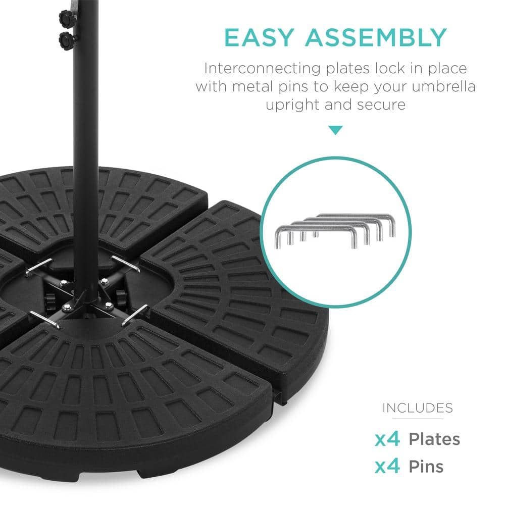 Black 4-Piece High-Density Plastic Cantilever Umbrella Base