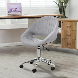 Gray Velvet Swivel Task Chair with Silver 5-Star Base with Casters