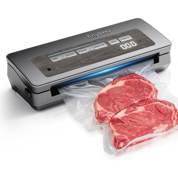 Unbranded Gray Food Vacuum Sealer with Build-in Cutter, Bags Storage, Digital Countdown Display, 2 Bag Rolls and 5pcs Pre-cut Bags