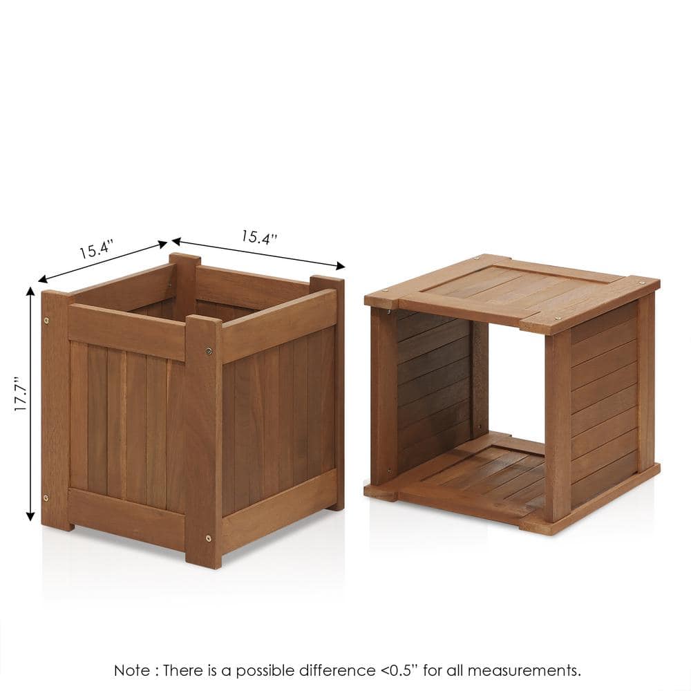 Tioman Natural Hardwood Outdoor Flower Boxes, Set of 2
