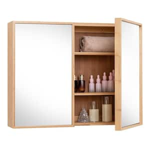 25.5 in. W x 20 in. H Rectangular Bamboo Medicine Cabinet with Mirror