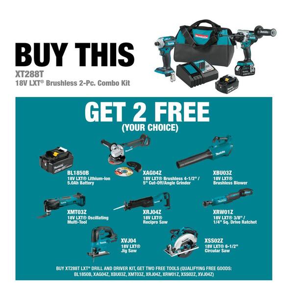 Makita 18V LXT Lithium-Ion Brushless Cordless Combo Kit 5.0 Ah (2