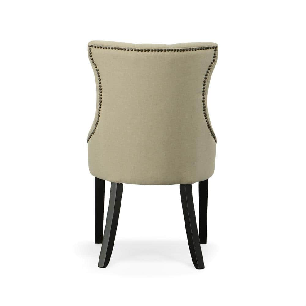 Julia Espresso Cream Linen High-Back Upholstered Side Chair