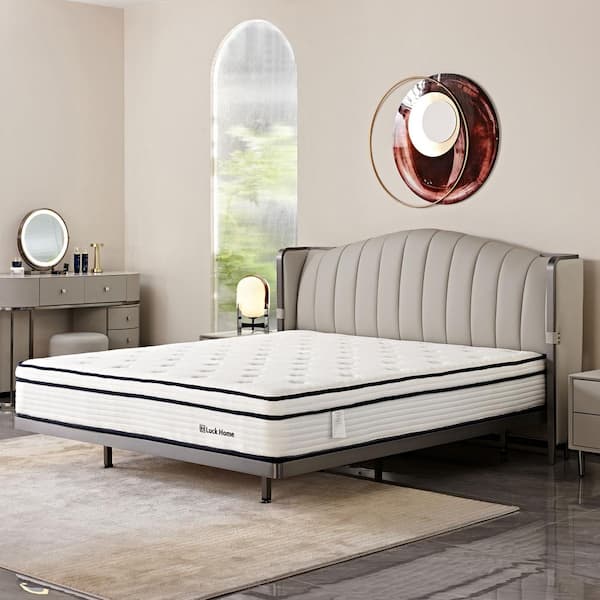 LUCK HOME 10. in. Moderate Hardness Memory Cotton Edge Independent Thickening Support Spring King Size Hybrid Mattress in Box
