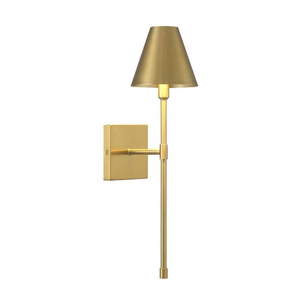 Jefferson 5.5 in. W x 20 in. H 1-Light Warm Brass Wall Sconce with Metal Shade