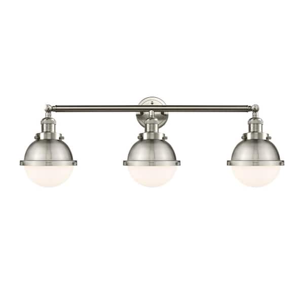 Innovations Hampden 34 in. 3-Light Brushed Satin Nickel Vanity Light with Matte White Glass Shade