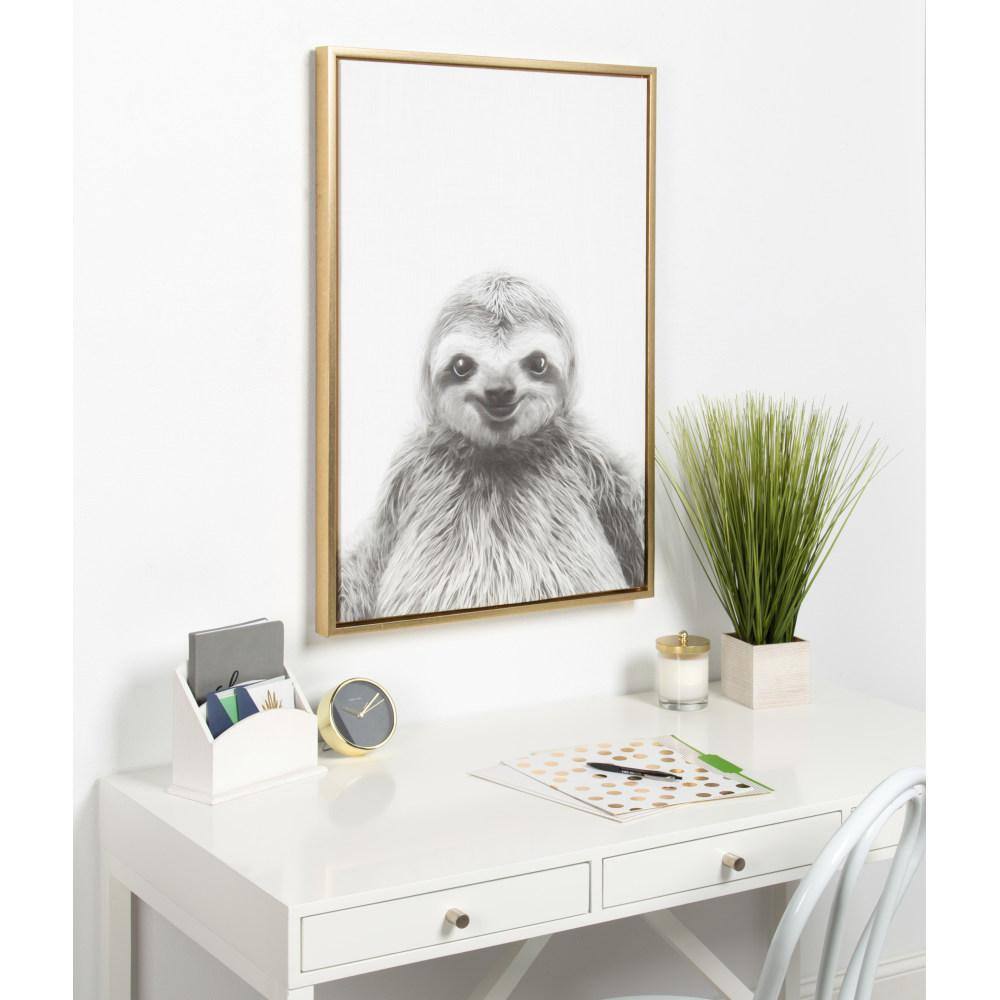Gold Framed Sloth Canvas Wall Art, 23x33