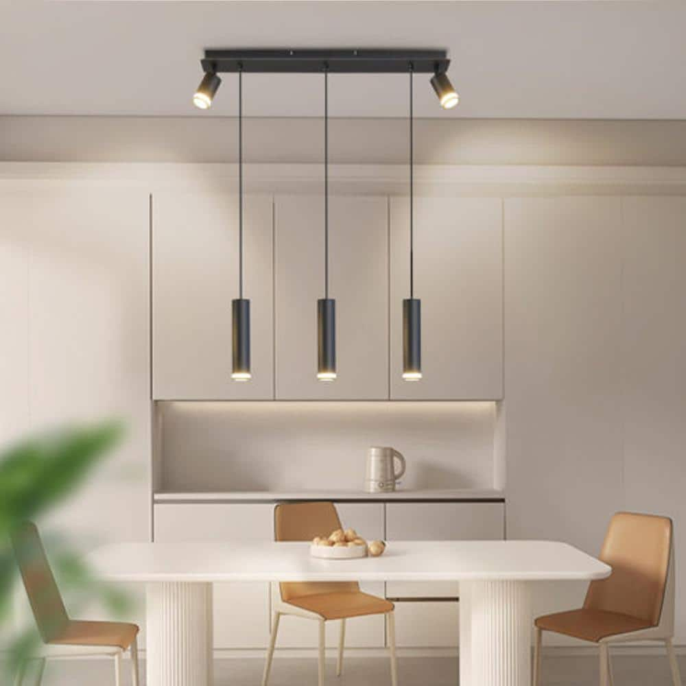 Sunpez 5-Light Cylinder Kitchen Island Height Adjustable Pendant Light ...