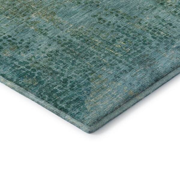 Mayfield Premium Machine Washable Abstract AMF2088 Teal 2 ft. x 7 ft. Runner Rug