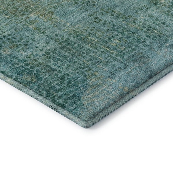 Mayfield Premium Machine Washable Abstract AMF2088 Teal 3 ft. x 5 ft. Area Rug