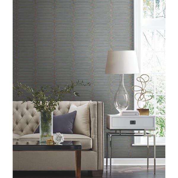 Charcoal Pavilion Non Woven Premium Peel and Stick Wallpaper Approximate 34.2 sq. ft.