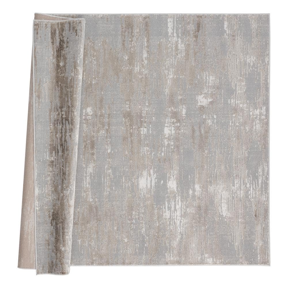 Abstract Wheat 63" x 86" Synthetic Stain-Resistant Area Rug