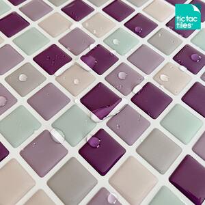 Mosaic Violetmint 10 in. W x 10 in. H Peel and Stick Self-Adhesive Decorative Mosaic Wall Tile Backsplash (10-Tiles)