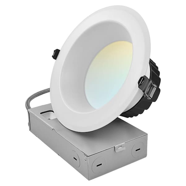 6 In. Integrated LED Commercial Recessed Light J-Box 5CCT 30/40/50W Dimmable 3000/4000/5000LM 120-277V Wet Rated
