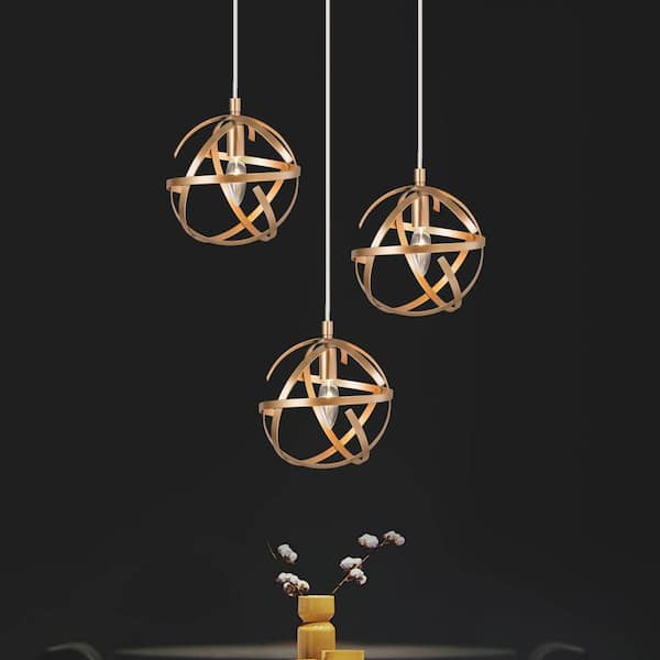 Modern Brass Gold Globe Pendant Light, Mini 1-light Cage Island Chandelier Pendant Light