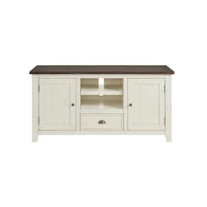 Monterey 60 in. Cream White and Brown TV Stand with 1-Drawer Fits TV's up to 65 in.