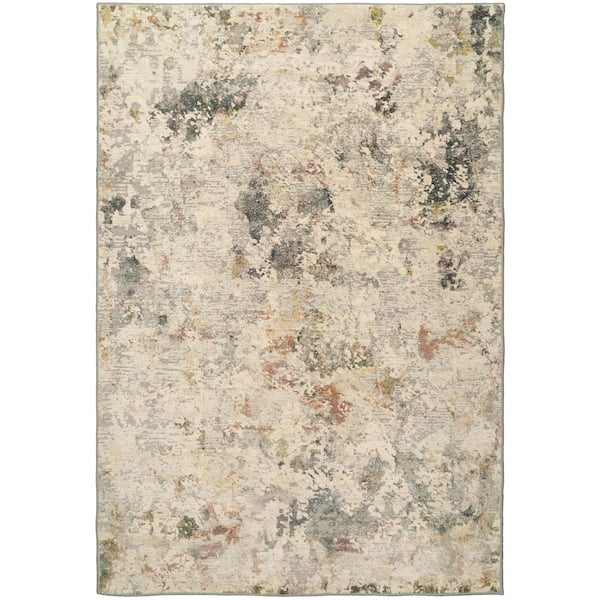 Couture Grey/Blue 9 ft. 2 in. x 12 ft. 10 in. Shrink Polyester Contemporary Indoor Area Rug