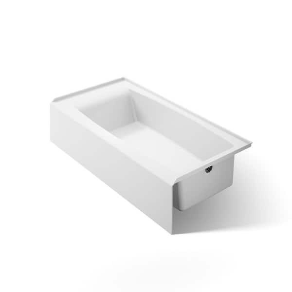 Entity 60 in. x 30.25 in. Rectangular Soaking Bathtub with Right Drain in White