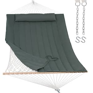10 ft. to 14 ft. Outdoor Rope Hammock with Polyester Pad, 475 lbs. Capacity, Gray Green