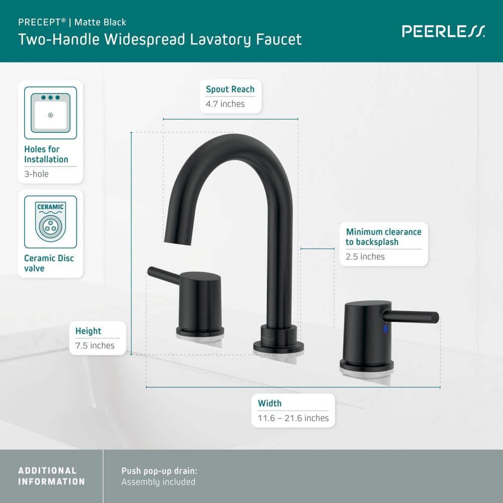 Precept Matte Black 2-Handle Widespread Bathroom Faucet