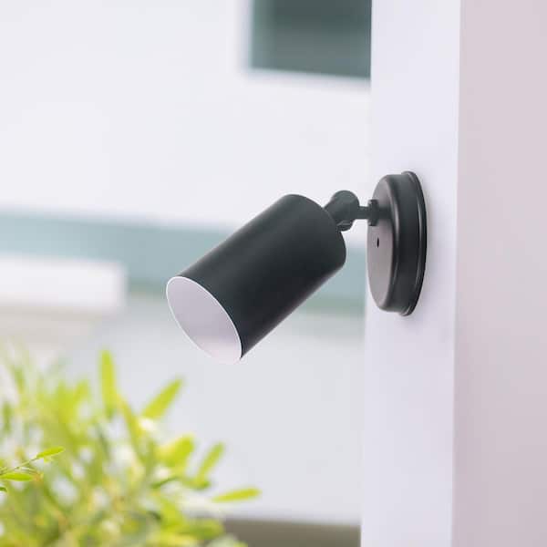 Single Bullet 75-Watt Black Outdoor Wall Lantern Sconce