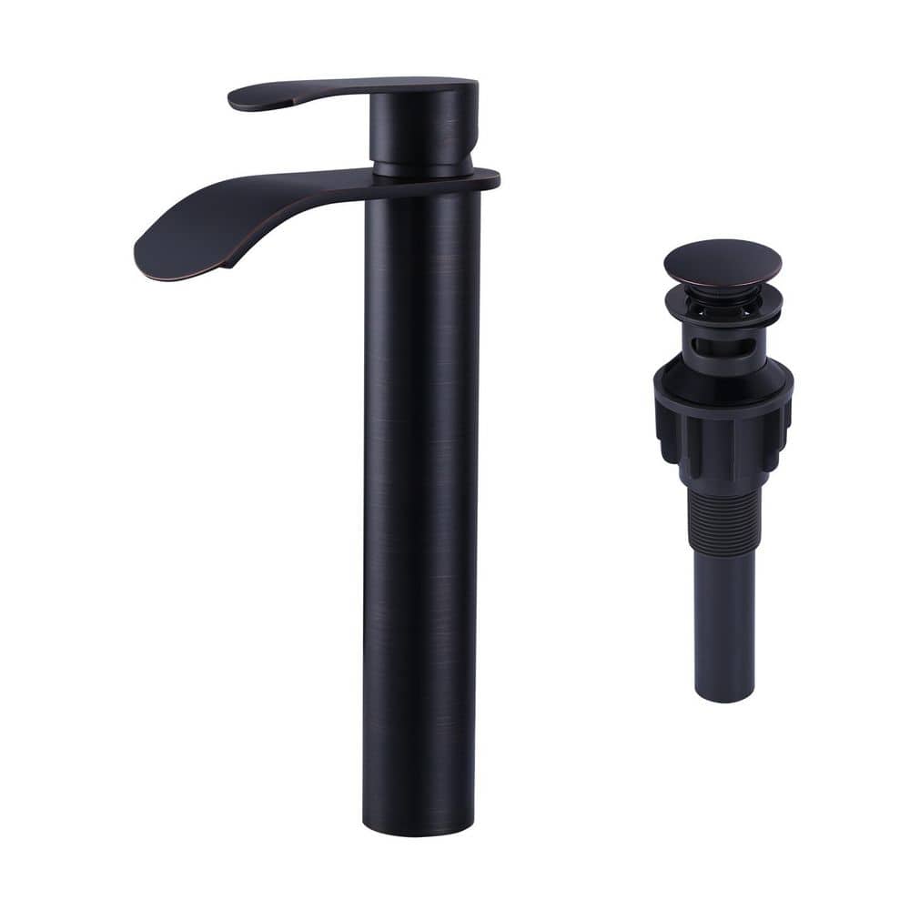 Single Handle Single Hole Tall Waterfall Bathroom Faucet with Pop Up Drain and Supply Lines in Oil Rubbed Bronze price history on PriceWatchPro
