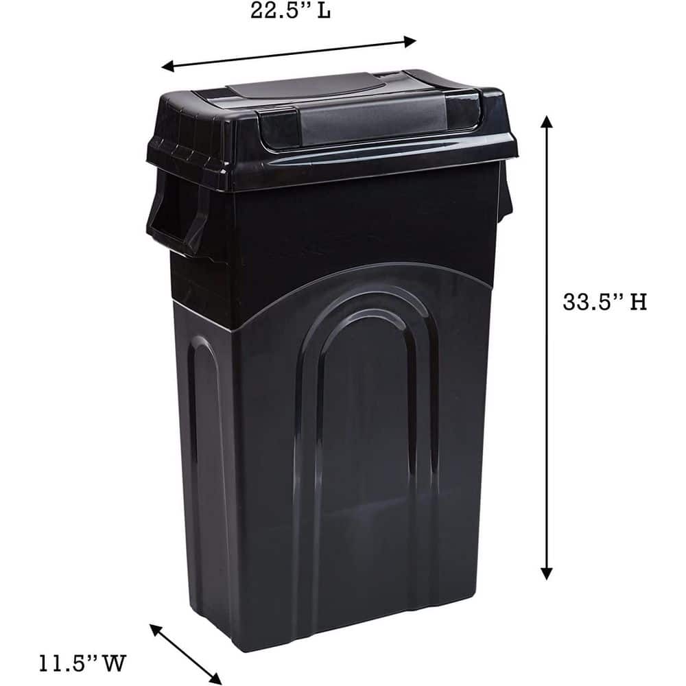 Black 23-Gallon Plastic Wheeled Trash Can with Swing Lid