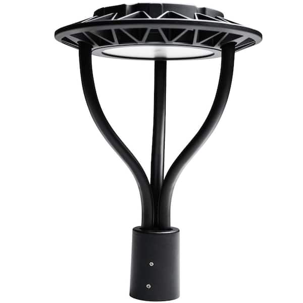 1-Light Black Aluminum Selectable Lumens Outdoor Weather Resistant LED Post Light with Integrated LED