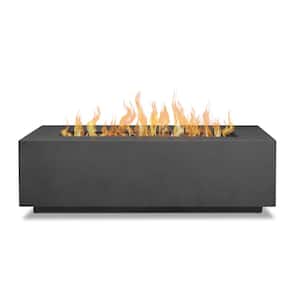 Aegean 50 in. x 15 in. Rectangle Steel Propane Fire Pit Table in Weathered Slate with NG Conversion Kit