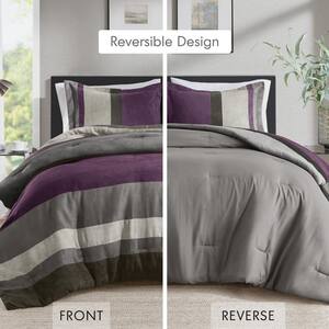 Boulder Stripe 2-Piece Purple Microfiber Twin/Twin XL Comforter Set