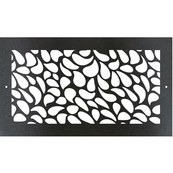 Metal Screw-In Floor Register. Duct Opening 4x10 (Overall 6x12) - Rain Drop Design