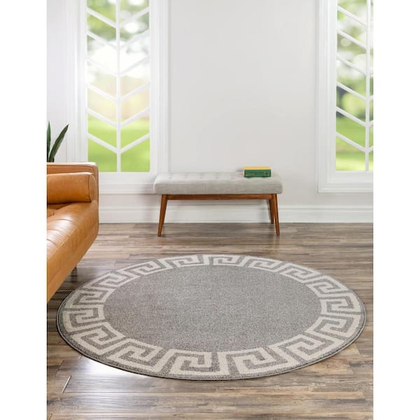 Athens Dark Gray Border Bath Rug