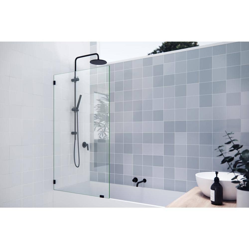 Oil Rubbed Bronze Frameless Glass Shower Bath Panel 58.25" x 33.5"