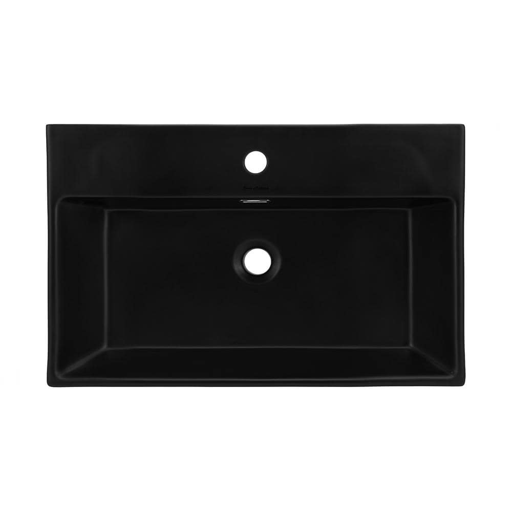 Claire 24" Matte Black Ceramic Wall-Mount Bathroom Sink