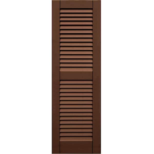Winworks Wood Composite 15 in. x 47 in. Louvered Shutters Pair #635 Federal Brown