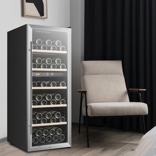 Dual Zone Wine Cooler 20 in. 64 Bottle Freestanding Cellar Cooling Unit in Stainless Steel