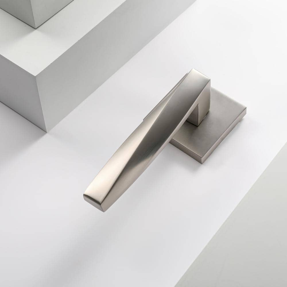 Satin Nickel Square Backplate Modern Interior Door Lever