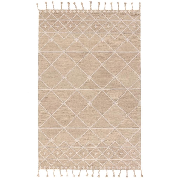 Jaipur Living Nikki Chu Rhea Tan/Ivory 8 ft. x 10 ft. Trellis Handmade Area Rug