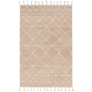 Nikki Chu Rhea Tan/Ivory 9 ft. x 12 ft. Trellis Handmade Area Rug