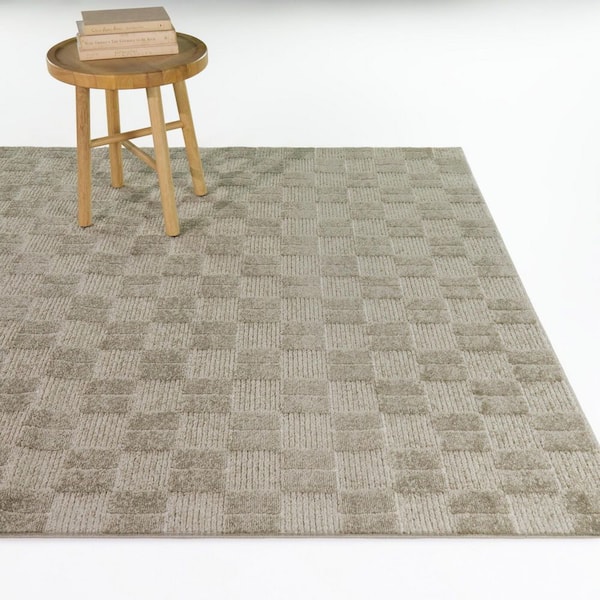Siobhan Cream 5 ft. x 7 ft. Boho Checkered Area Rug