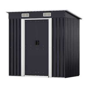 6.4 ft. W x 4 ft. D Outdoor Storage Metal Shed Backyard Garden Galvanized Steel Shed with Lockable Doors (25.6 sq. ft.)